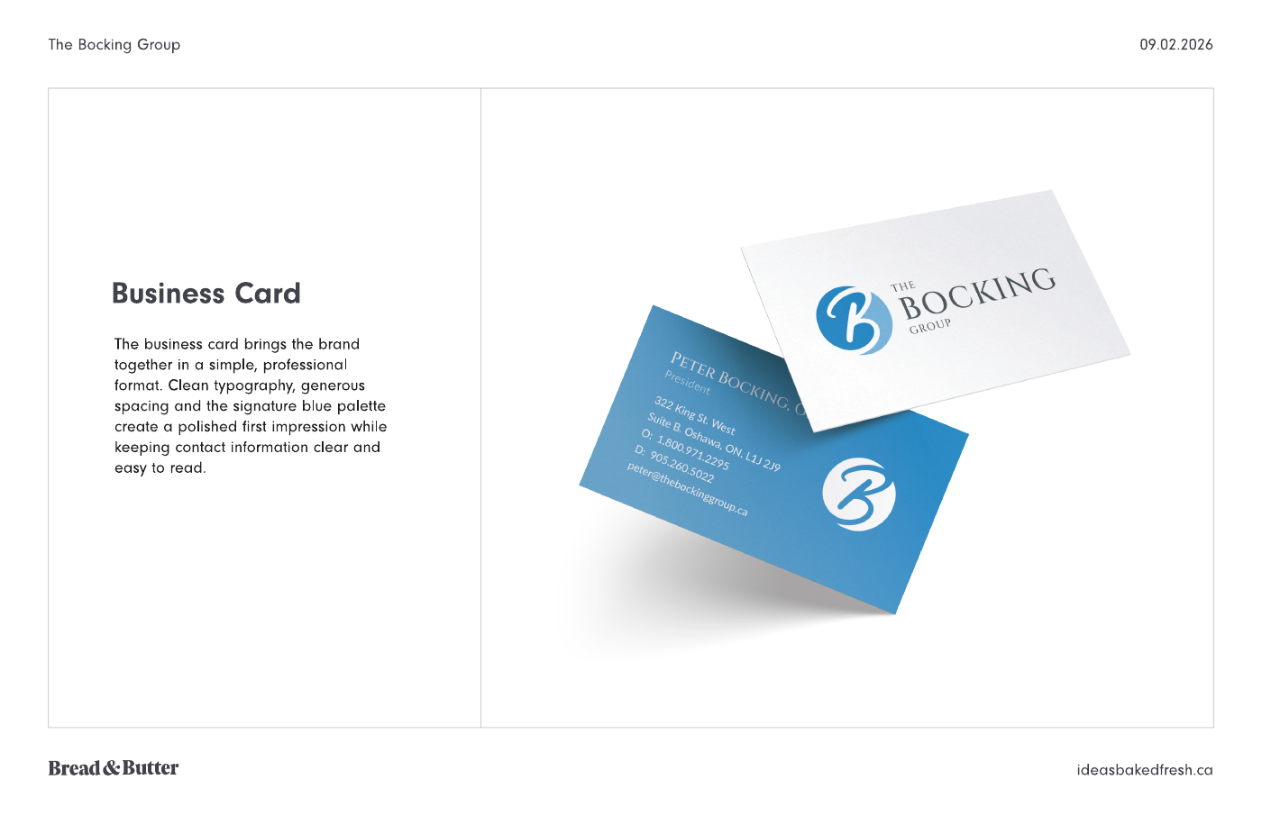 The Bocking Group front and back business card mockups