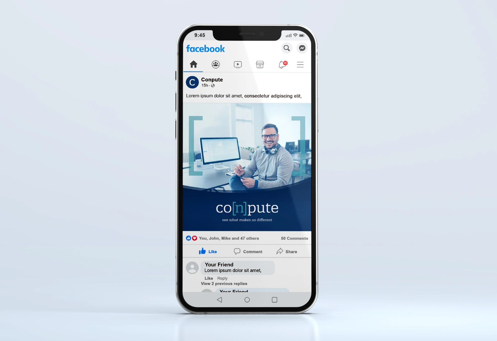 Conpute original social media phone mockup