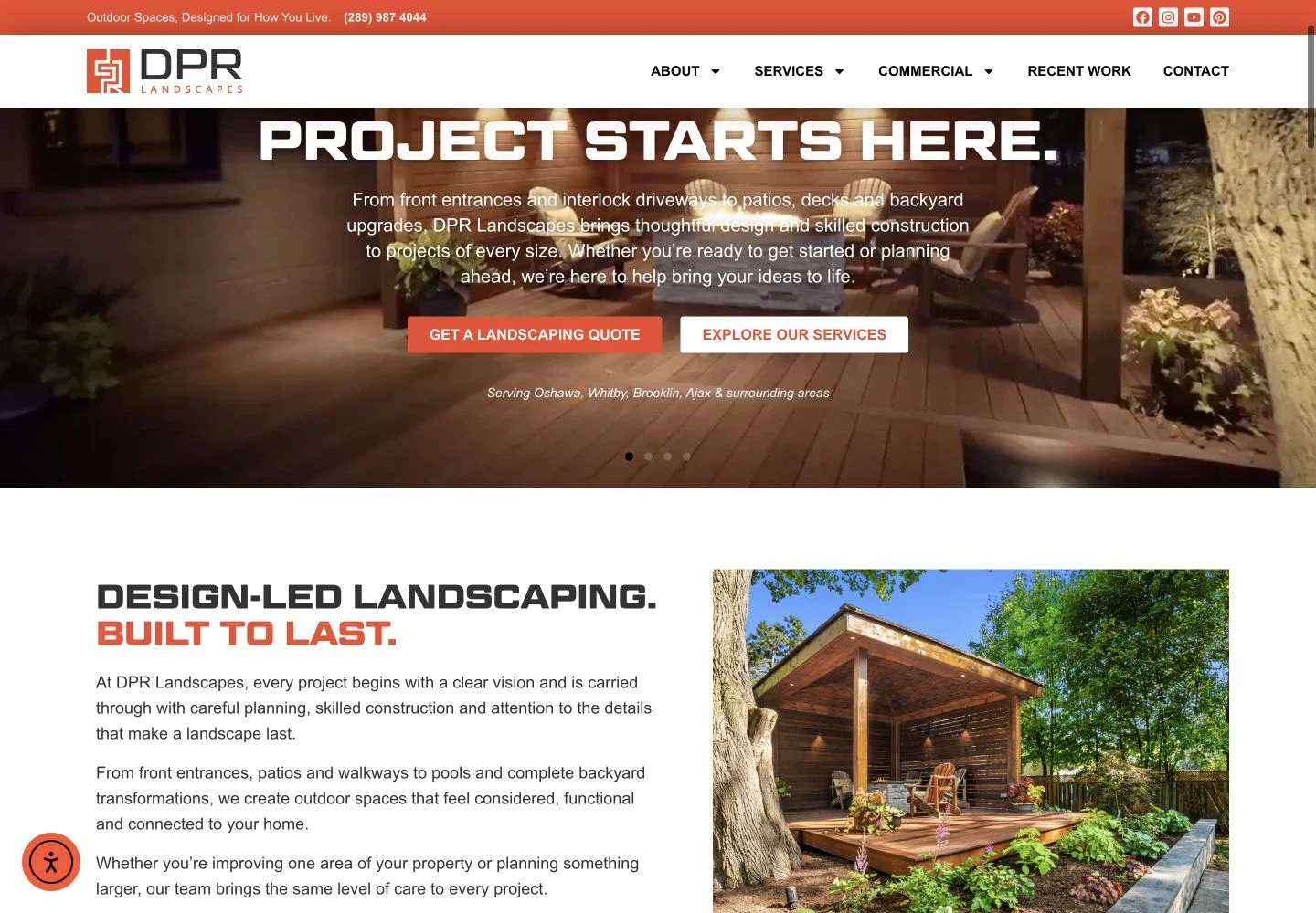 DPR Landscapes desktop website homepage
