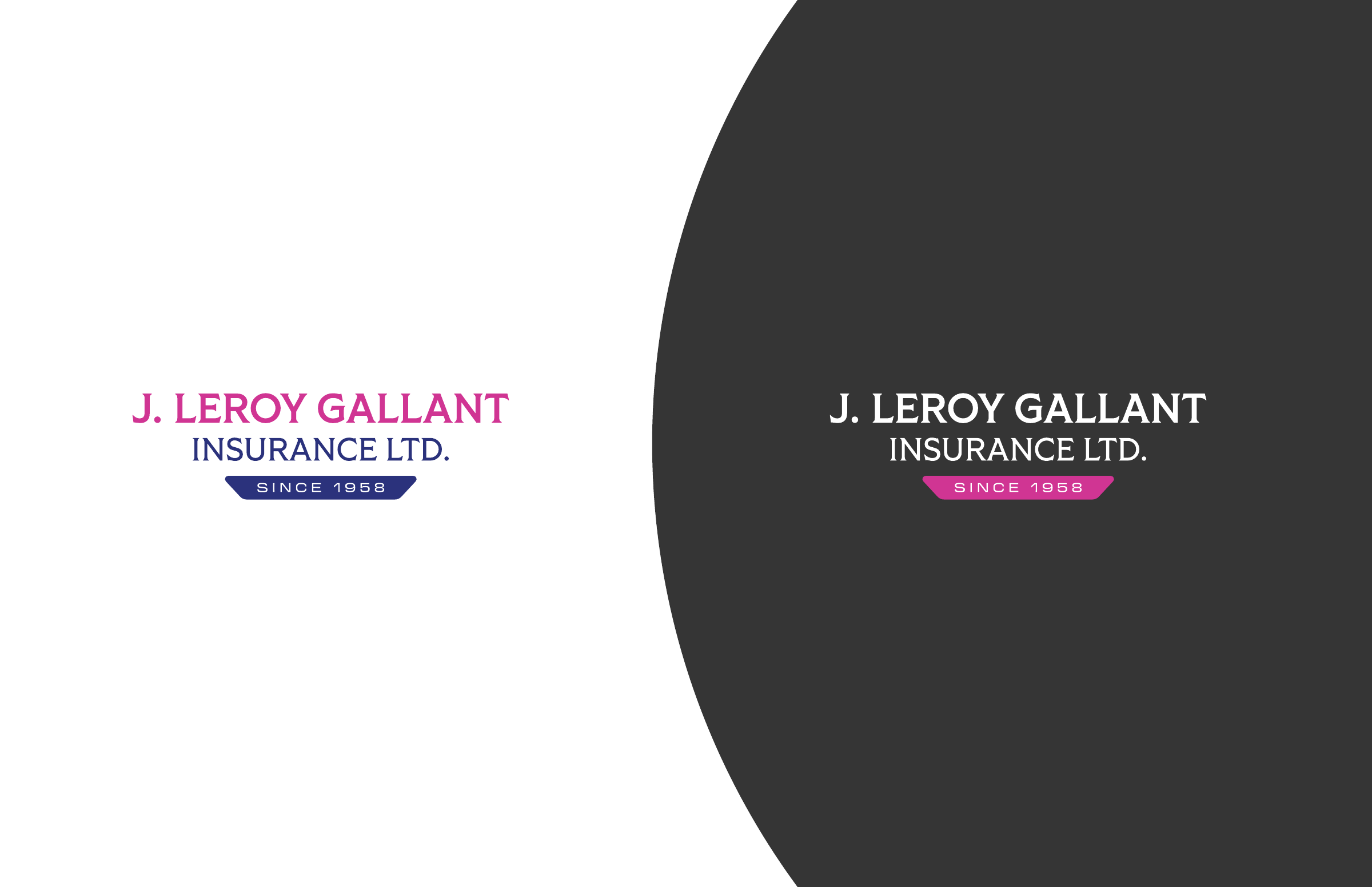 J. Leroy Gallant Insurance primary and reversed logo treatments