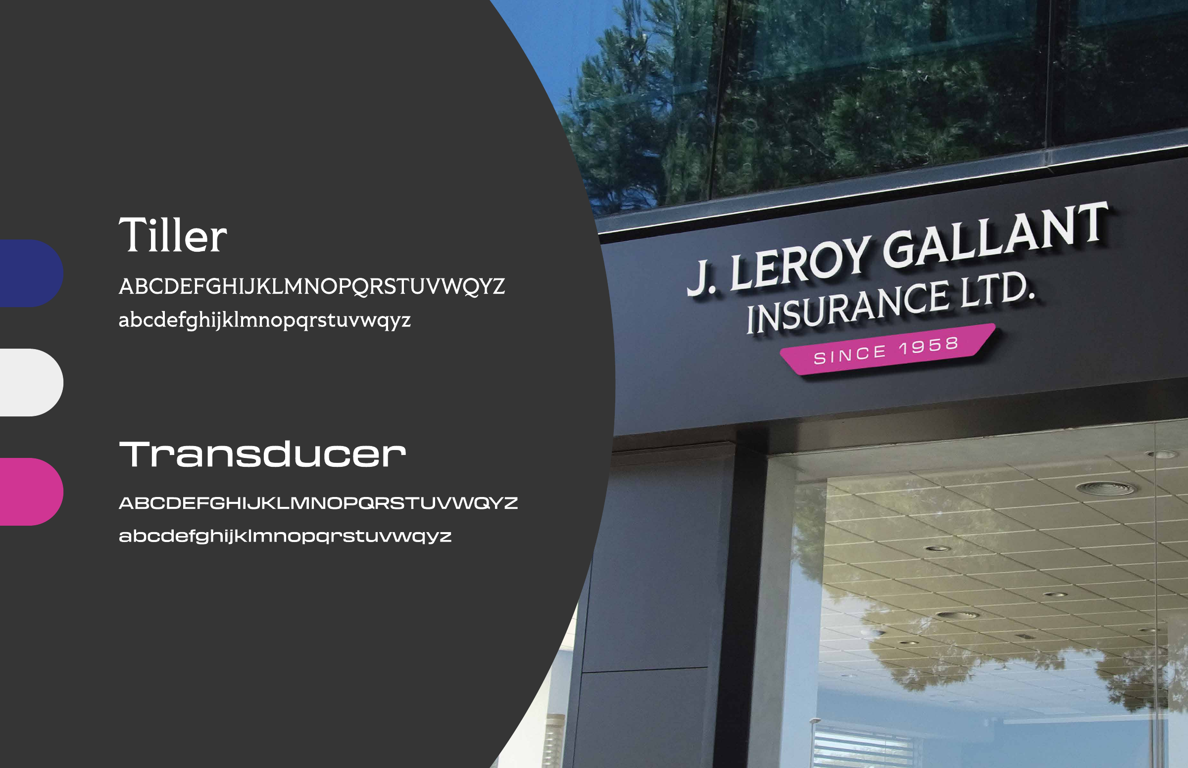 J. Leroy Gallant Insurance typography and signage