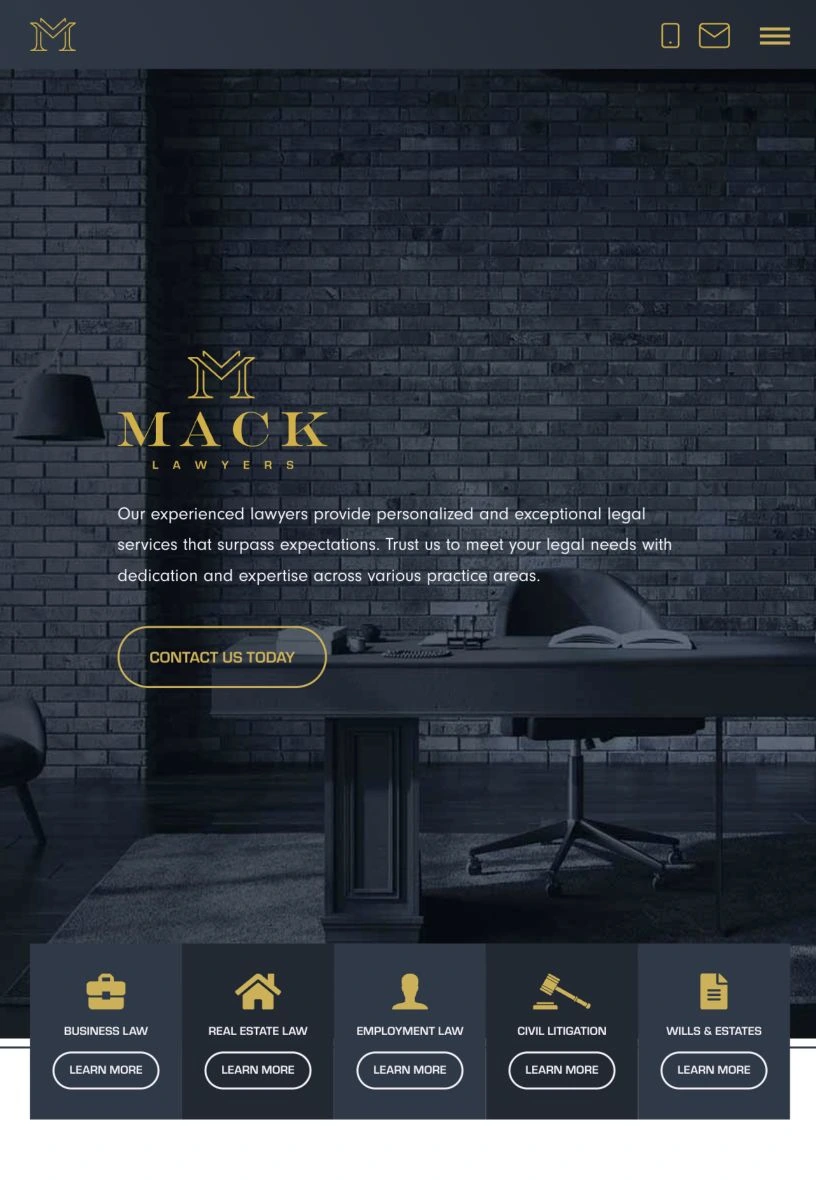 Mack Lawyers website on a tablet