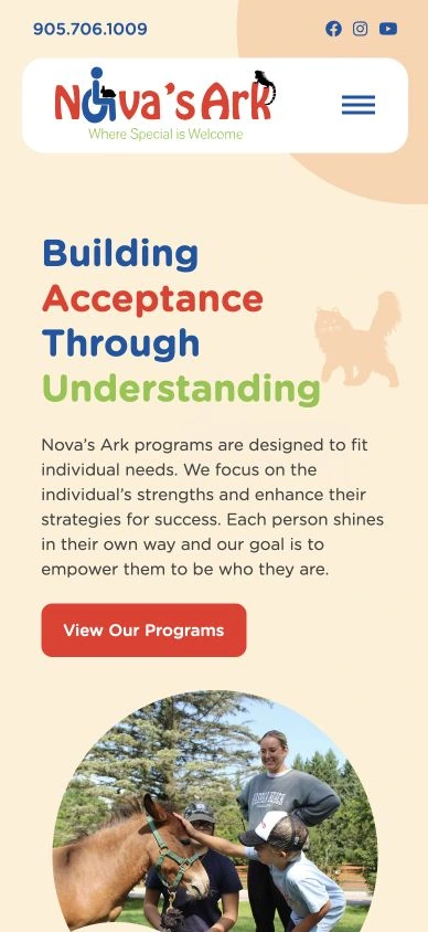 Nova’s Ark website on a mobile phone