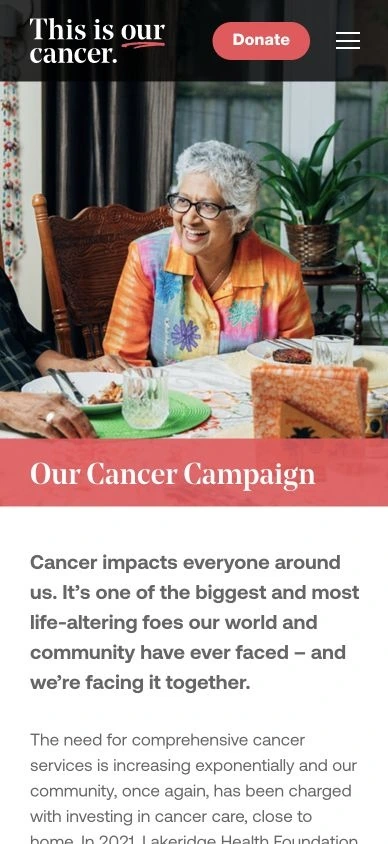 Our Cancer website on a mobile phone