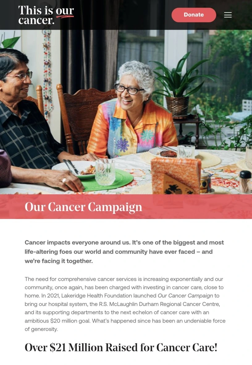 Our Cancer website on a tablet