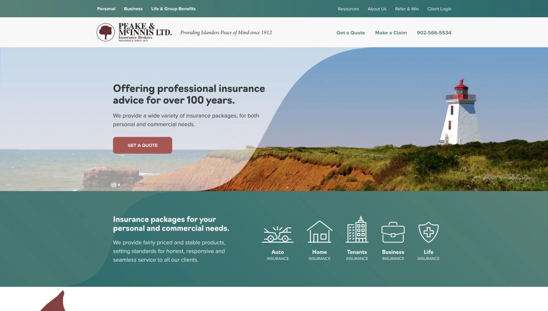 Peake & McInnis website on desktop