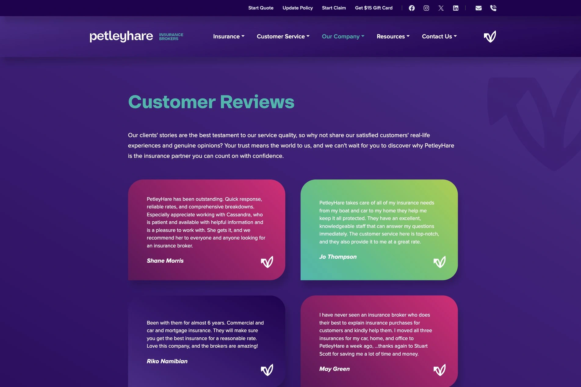 PetleyHare — Customer reviews page on desktop