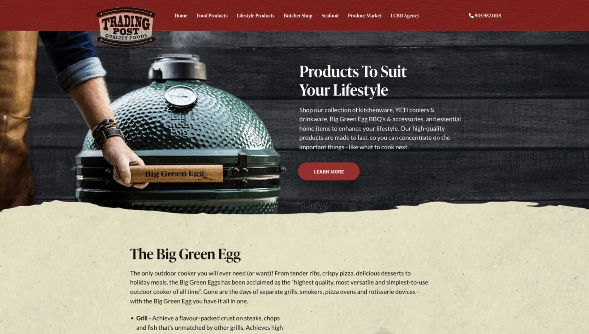 Trading Post Quality Foods — Lifestyle products page on desktop