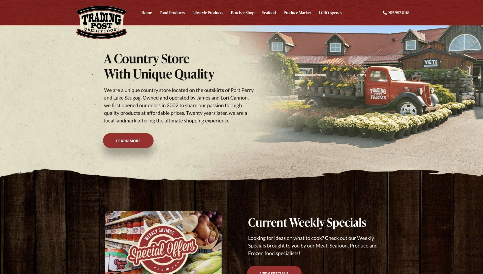 Trading Post Quality Foods website on desktop